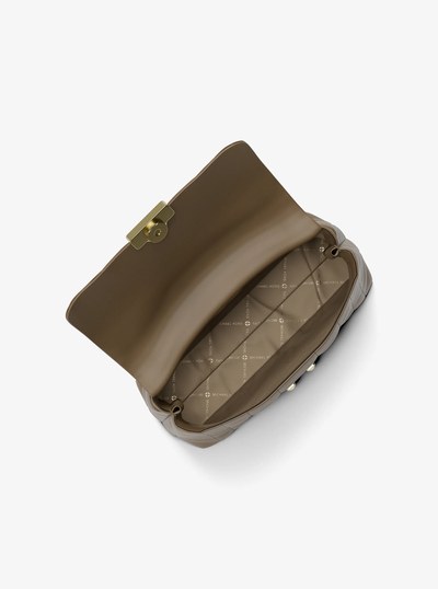 Tribeca Medium Quilted Leather Satchel in HUSK | Michael Kors