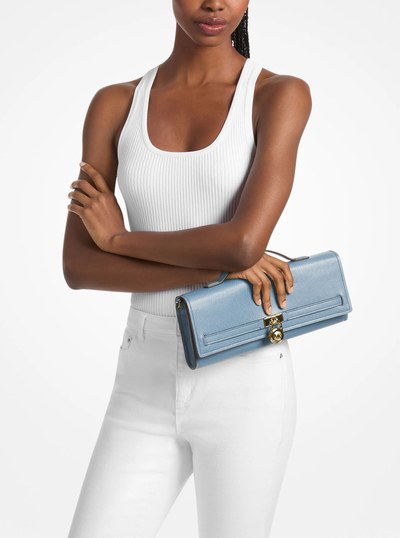 Hamilton Moderne Medium Leather Convertible Clutch in CHAMBRAY | Michael Kors