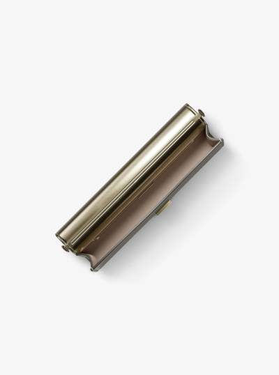 Hamilton Moderne Medium Metallic Leather Convertible Clutch in PALE GOLD | Michael Kors