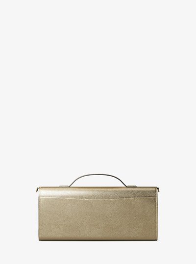 Hamilton Moderne Medium Metallic Leather Convertible Clutch in PALE GOLD | Michael Kors