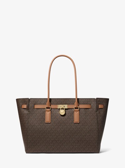 Hamilton Moderne Large Signature Logo Tote Bag in BRN/ACORN | Michael Kors
