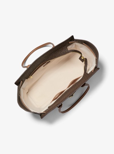 Hamilton Moderne Large Signature Logo Tote Bag in BRN/ACORN | Michael Kors