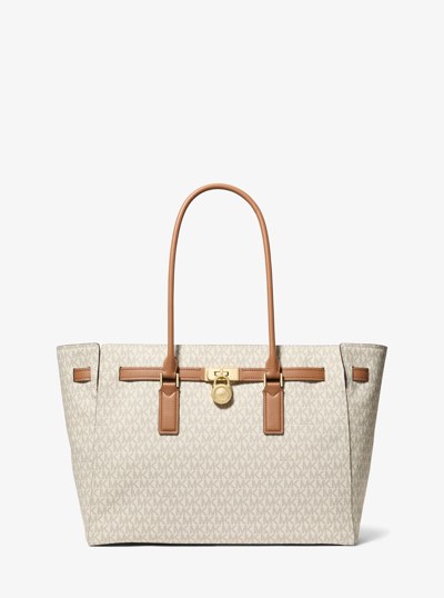 Grand sac fourre-tout Hamilton Moderne &agrave; logo Signature in VANILLE/NOISETTE | Michael Kors