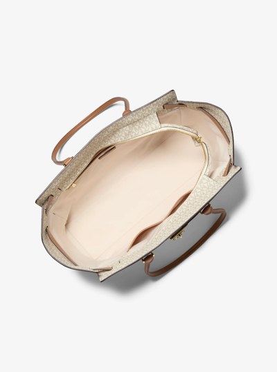 Grand sac fourre-tout Hamilton Moderne &agrave; logo Signature in VANILLE/NOISETTE | Michael Kors