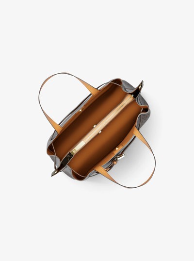 Emilia Small Signature Logo Satchel in BRN/ACORN | Michael Kors