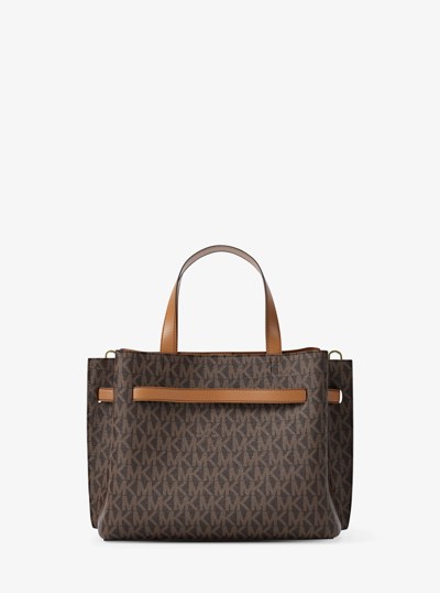 Emilia Small Signature Logo Satchel in BRN/ACORN | Michael Kors