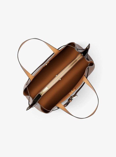 Emilia Medium Pebbled Leather Satchel in LUGGAGE | Michael Kors