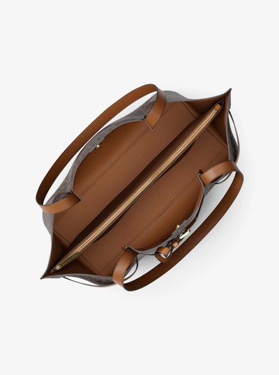 Emilia Large Signature Logo Tote Bag in BRN/ACORN | Michael Kors