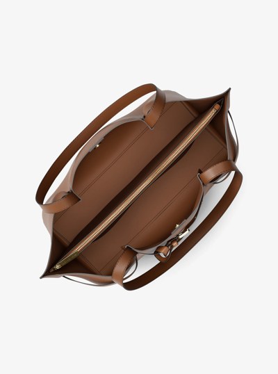 Emilia Large Pebbled Leather Tote Bag in LUGGAGE | Michael Kors