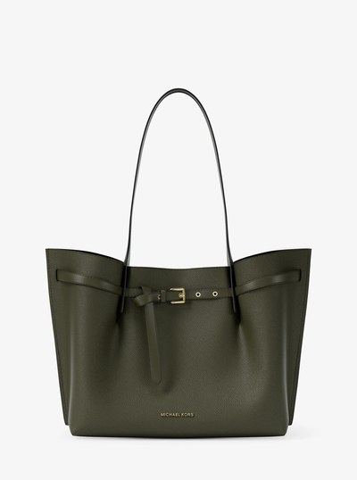 Emilia Large Pebbled Leather Tote Bag in IVY | Michael Kors