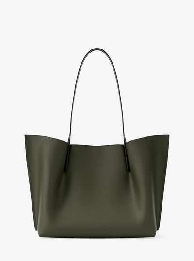 Emilia Large Pebbled Leather Tote Bag in IVY | Michael Kors