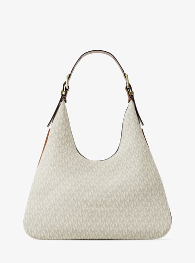 Nolita Large Signature Logo Shoulder Bag in VANILLA/ACORN | Michael Kors