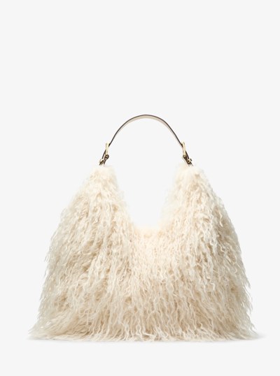 Nolita Large Faux Shearling Shoulder Bag in NATURAL | Michael Kors