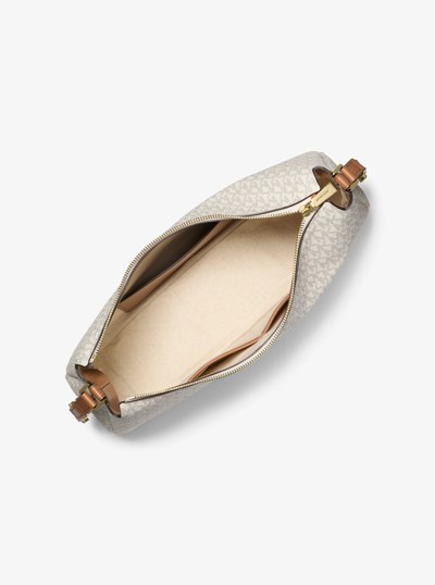 Nolita Medium Signature Logo Shoulder Bag in VANILLA/ACORN | Michael Kors