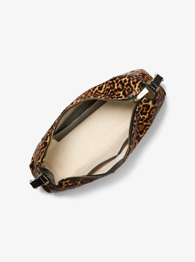 Nolita Medium Leopard Print Calf Hair Shoulder Bag in MARIGOLD | Michael Kors