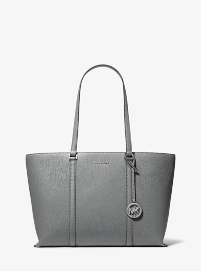 Temple Large Pebbled Leather Tote Bag in STORM | Michael Kors