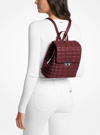 Tribeca Small Quilted Leather Backpack in OXBLOOD | Michael Kors