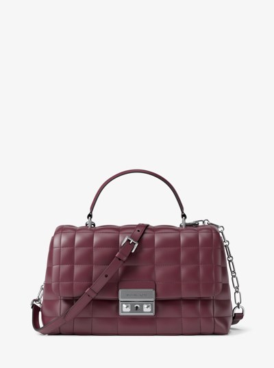 Tribeca Medium Quilted Leather Satchel in OXBLOOD | Michael Kors