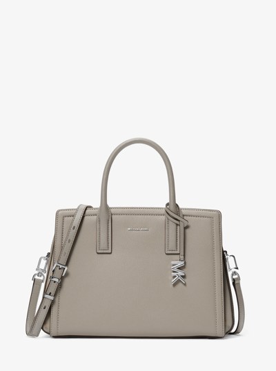 Bolso satchel Laila mediano de piel con bloques de color in GRIS JASPEADO | Michael Kors
