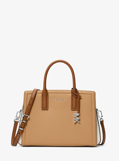 Laila Medium Color-Block Leather Satchel in PEANUT MULTI | Michael Kors