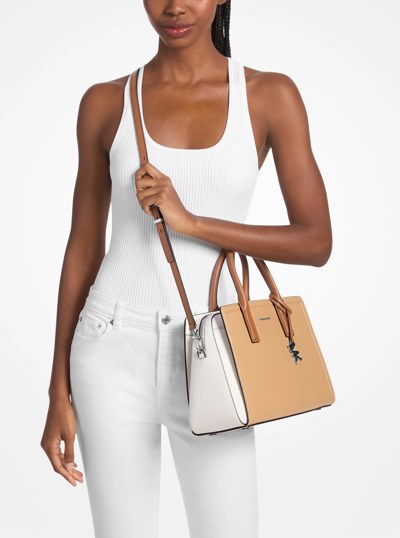 Laila Medium Color-Block Leather Satchel in PEANUT MULTI | Michael Kors