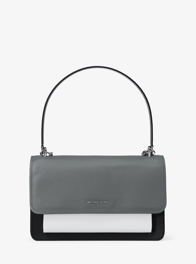Claire Large Color-Block Pebbled Leather Shoulder Bag in STORM MULTI | Michael Kors