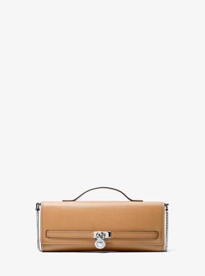 Hamilton Moderne Medium Leather Convertible Clutch in PEANUT | Michael Kors