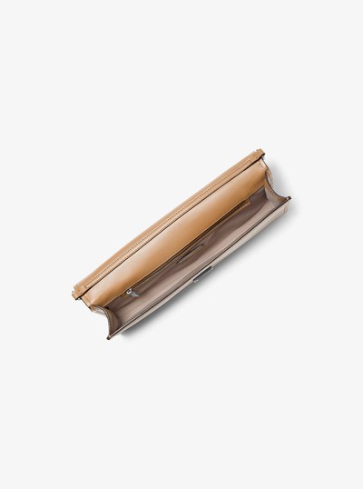 Hamilton Moderne Medium Leather Convertible Clutch in PEANUT | Michael Kors