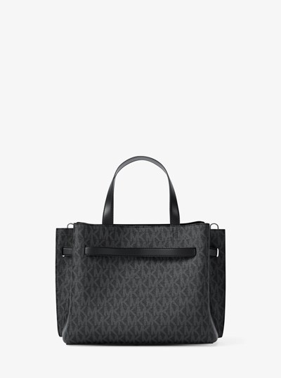 Emilia Small Signature Logo Satchel in BLACK | Michael Kors