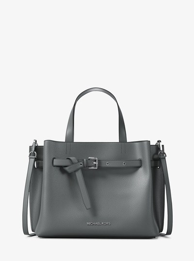 Emilia Medium Pebbled Leather Satchel in STORM | Michael Kors