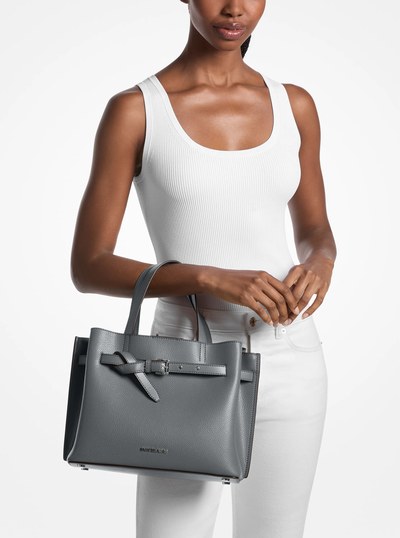 Emilia Medium Pebbled Leather Satchel in STORM | Michael Kors