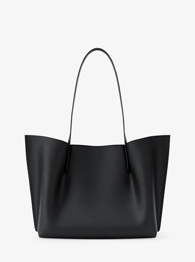 Emilia Large Pebbled Leather Tote Bag in BLACK | Michael Kors