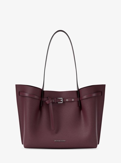 Emilia Large Pebbled Leather Tote Bag in OXBLOOD | Michael Kors