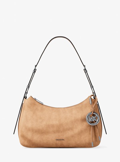 Nolita Medium Nubuck Shoulder Bag in PEANUT | Michael Kors