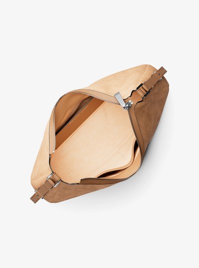 Nolita Medium Nubuck Shoulder Bag in PEANUT | Michael Kors