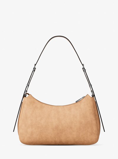 Nolita Medium Nubuck Shoulder Bag in PEANUT | Michael Kors