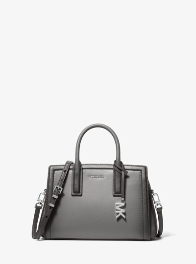Laila Small Burnished Leather Satchel in STORM | Michael Kors