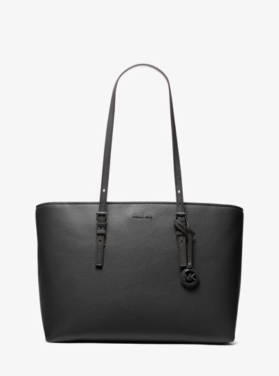 Quinn Large Pebbled Leather Tote Bag in BLACK | Michael Kors