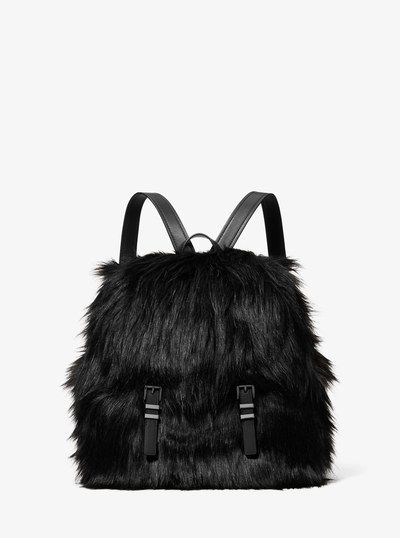 Quinn Medium Faux Fur Backpack in BLACK | Michael Kors