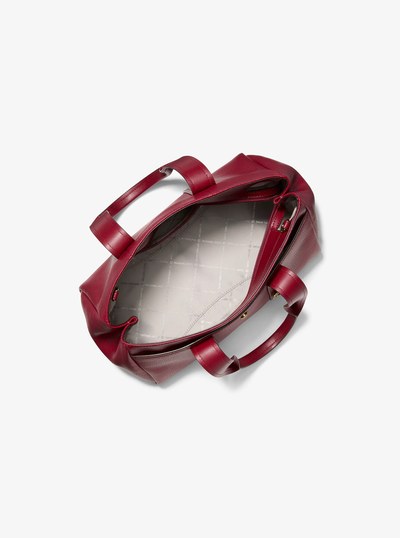 Foster Small Pebbled Leather Satchel in DEEP RED | Michael Kors