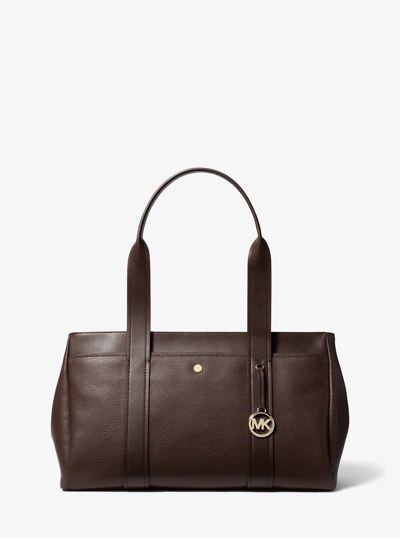 Foster Large Pebbled Leather Tote Bag in CHOCOLATE | Michael Kors