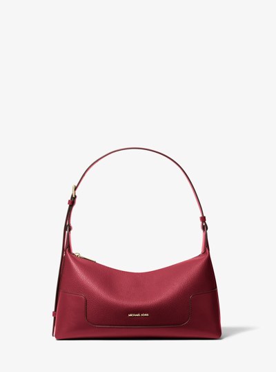 Teddi Medium Textured Slouch Shouder Bag in DEEP RED | Michael Kors