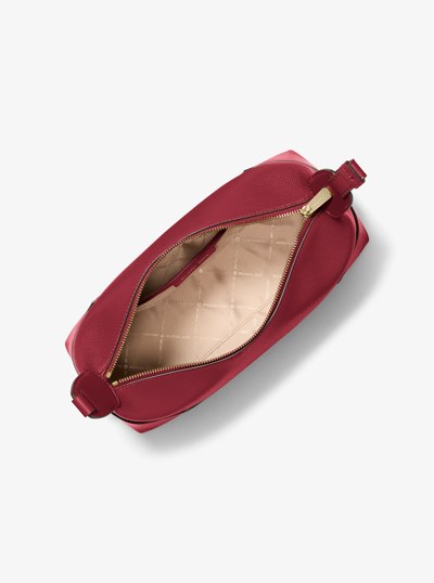 Teddi Medium Textured Slouch Shouder Bag in DEEP RED | Michael Kors