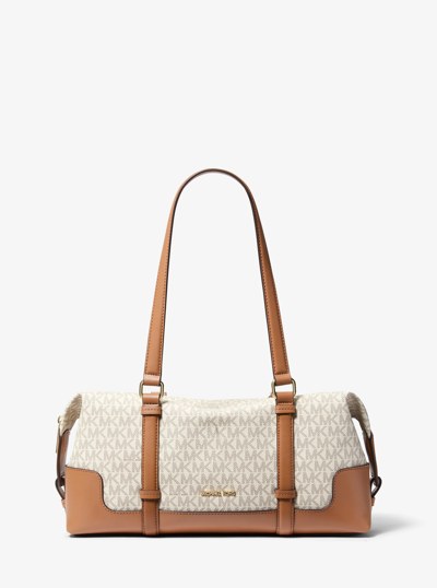 Teddi Large Signature Logo Shoulder Bag in VANILLA/ACORN | Michael Kors