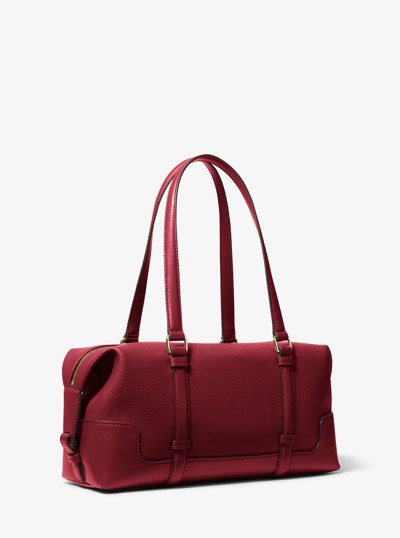 Teddi Large Textured Shoulder Bag in DEEP RED | Michael Kors