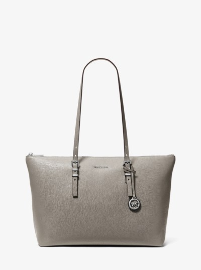 Quinn Large Pebbled Leather Tote Bag in HEATHER GREY | Michael Kors