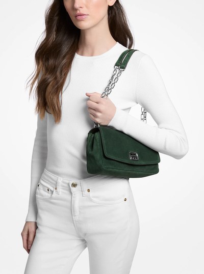 Bryant Small Suede Convertible Shoulder Bag in MOSS | Michael Kors