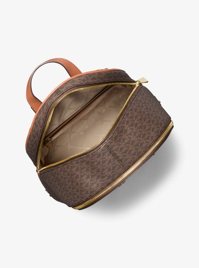 Rhea Large Logo Backpack in BROWN | Michael Kors
