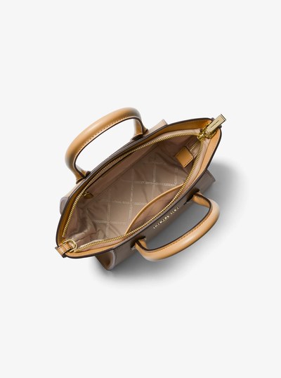 Avril Small Leather Top-Zip Satchel in PALE PEANUT | Michael Kors