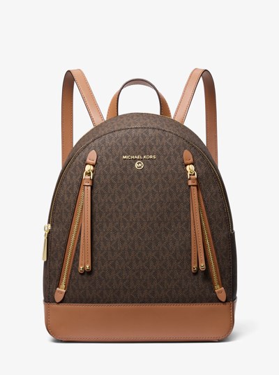Brooklyn Medium Logo Backpack in BRN/ACORN | Michael Kors